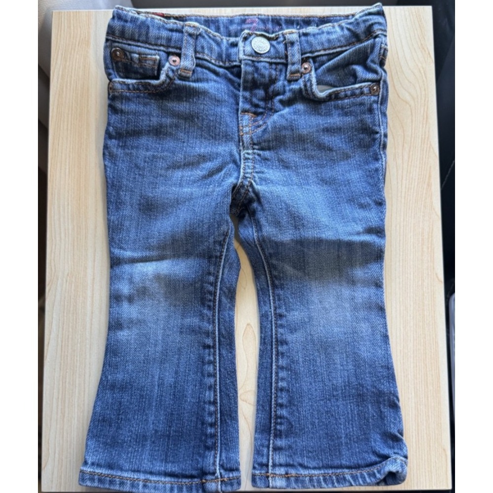 7 For All Mankind Infant A Pocket Blue Denim Jeans Size 12M Elastic Waist